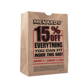 Menards 15% off Bag Sale