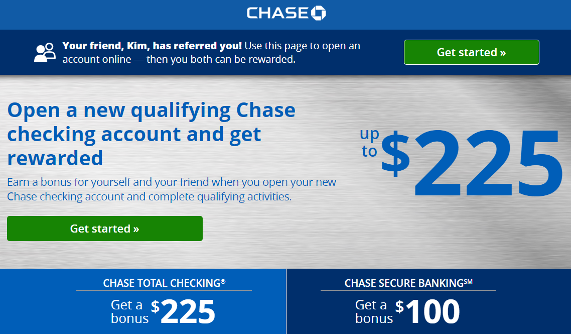 chase total checking free $225 bonus