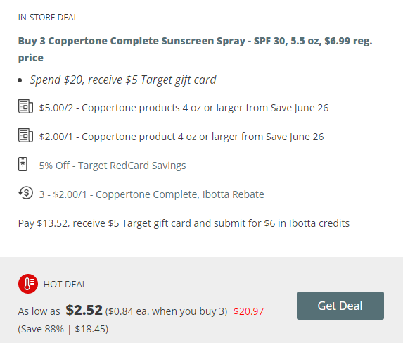 The Krazy Coupon Lady Target matchup for Coppertone