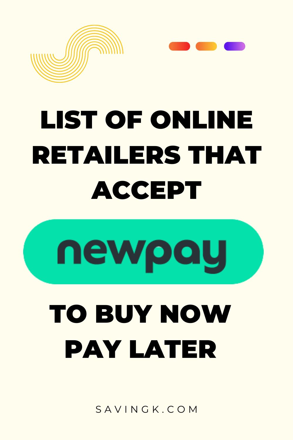 List of online retailers that accept Newpay to buy now pay later