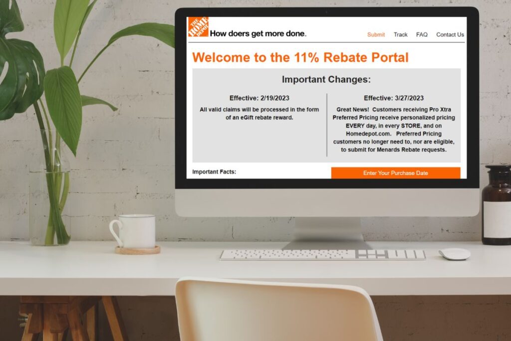 Home Depot 11% Rebate Portal