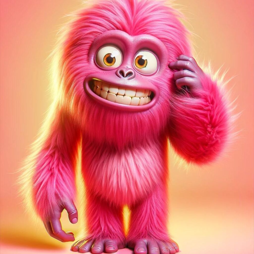 pink gorilla created by AI