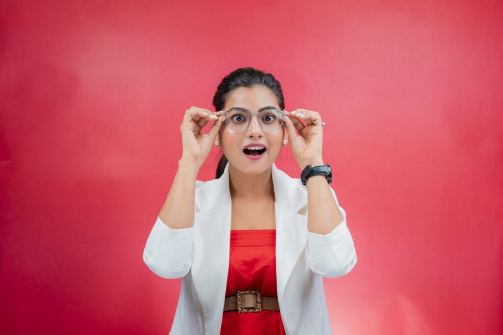 Shocked and excited indian girl