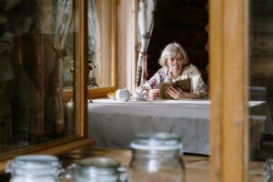 retired lady reading book