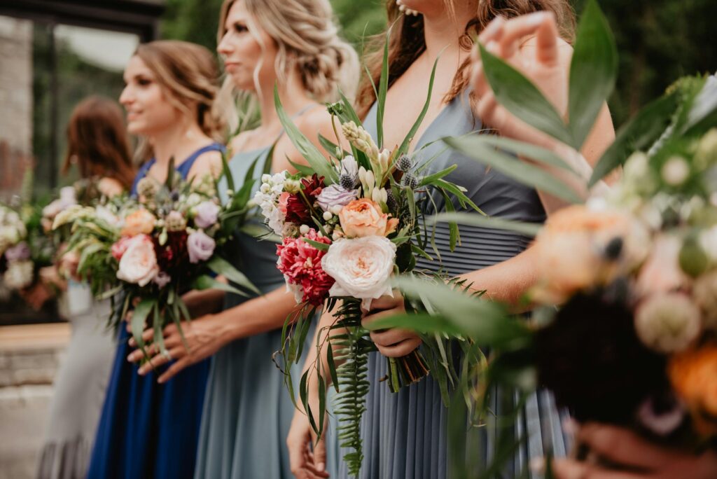 bridesmaid dresses in different colors and styles of blue