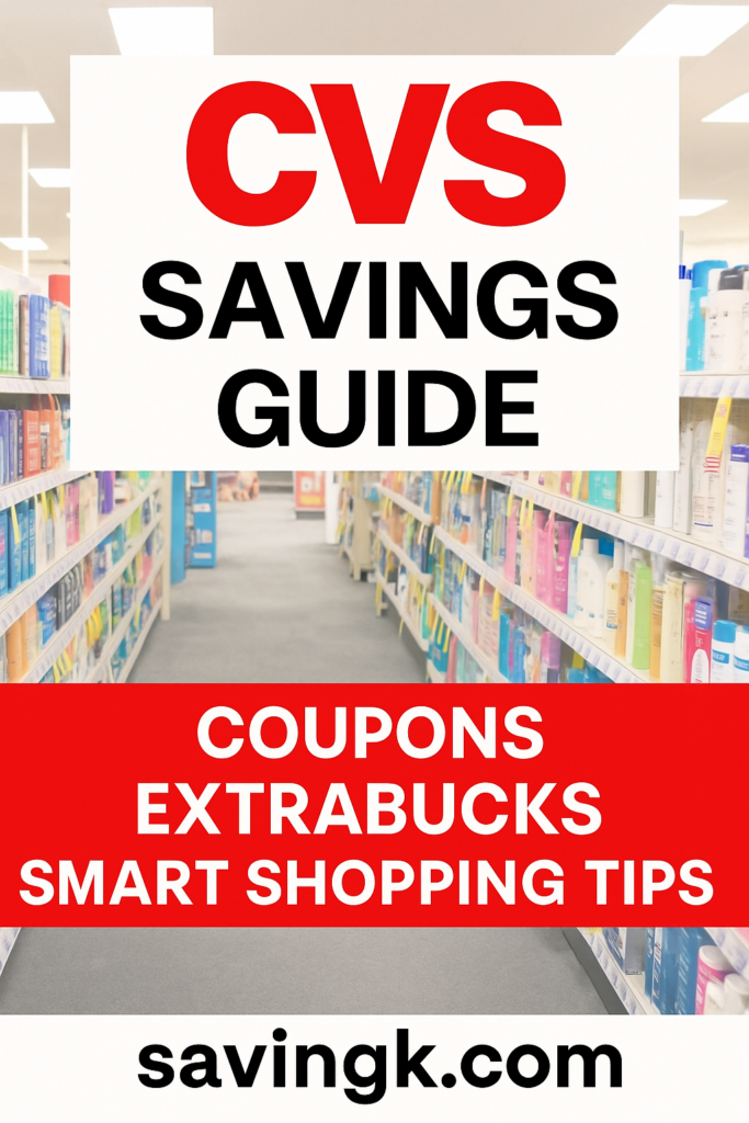 CVS store aisle with shelves stocked with health and beauty products, representing savings and deals at CVS