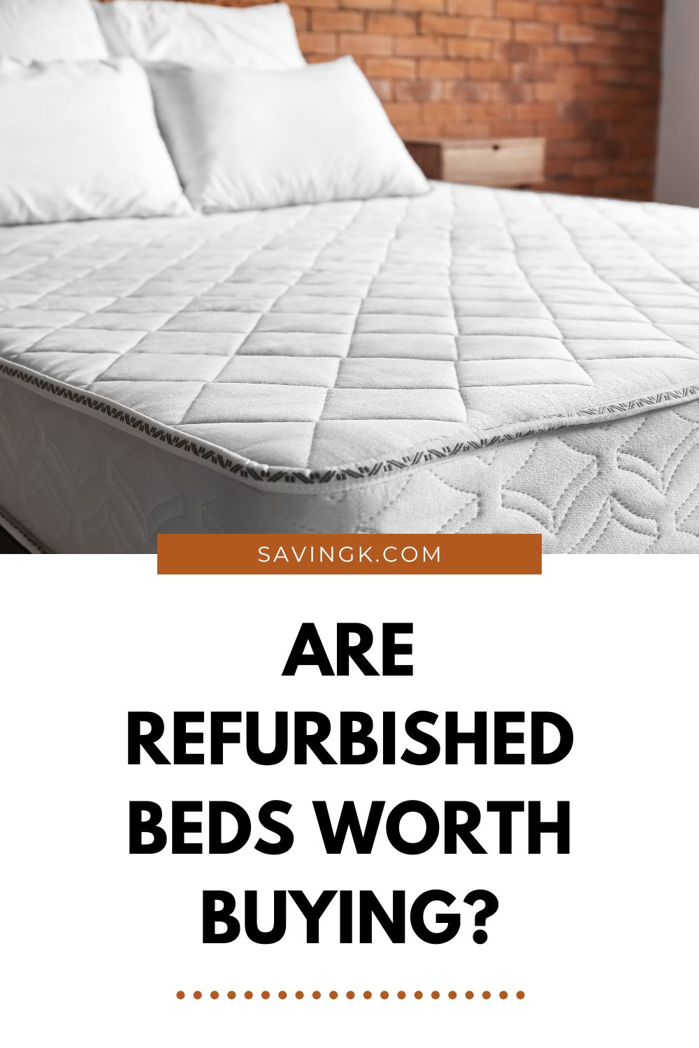 Close-up of a neatly made bed with a refurbished mattress in a modern bedroom.