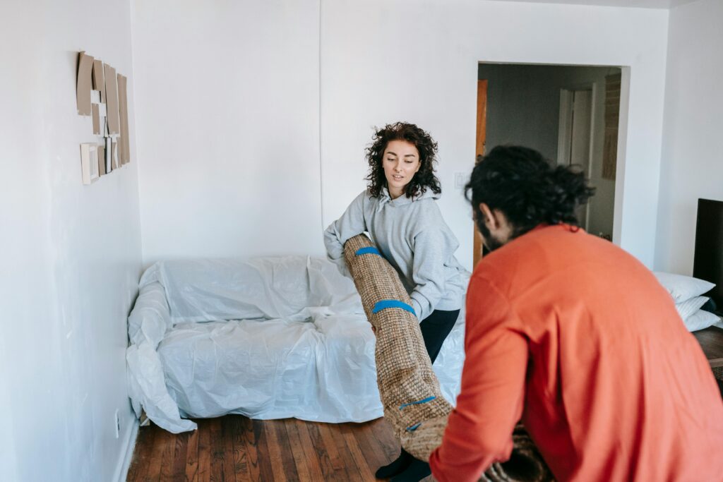 couple moving furniture