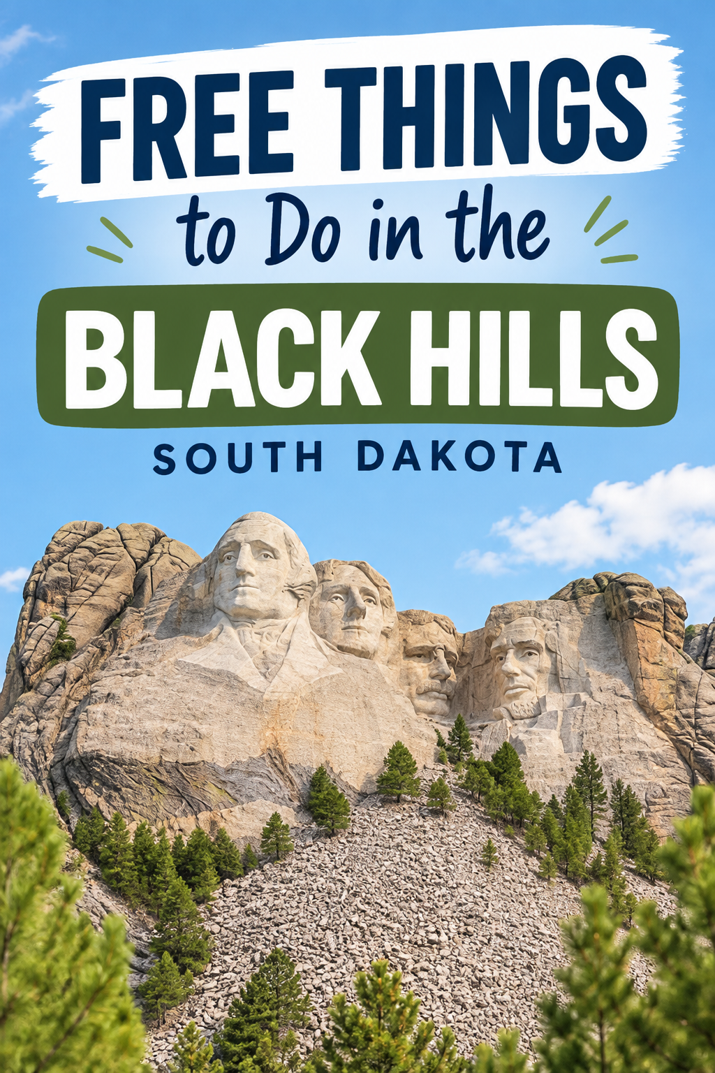 Pinterest graphic for free things to do in the Black Hills, South Dakota, featuring Mount Rushmore