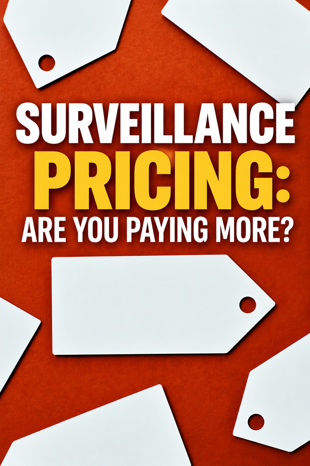 Pinterest graphic with price tags explaining surveillance pricing and personalized prices.