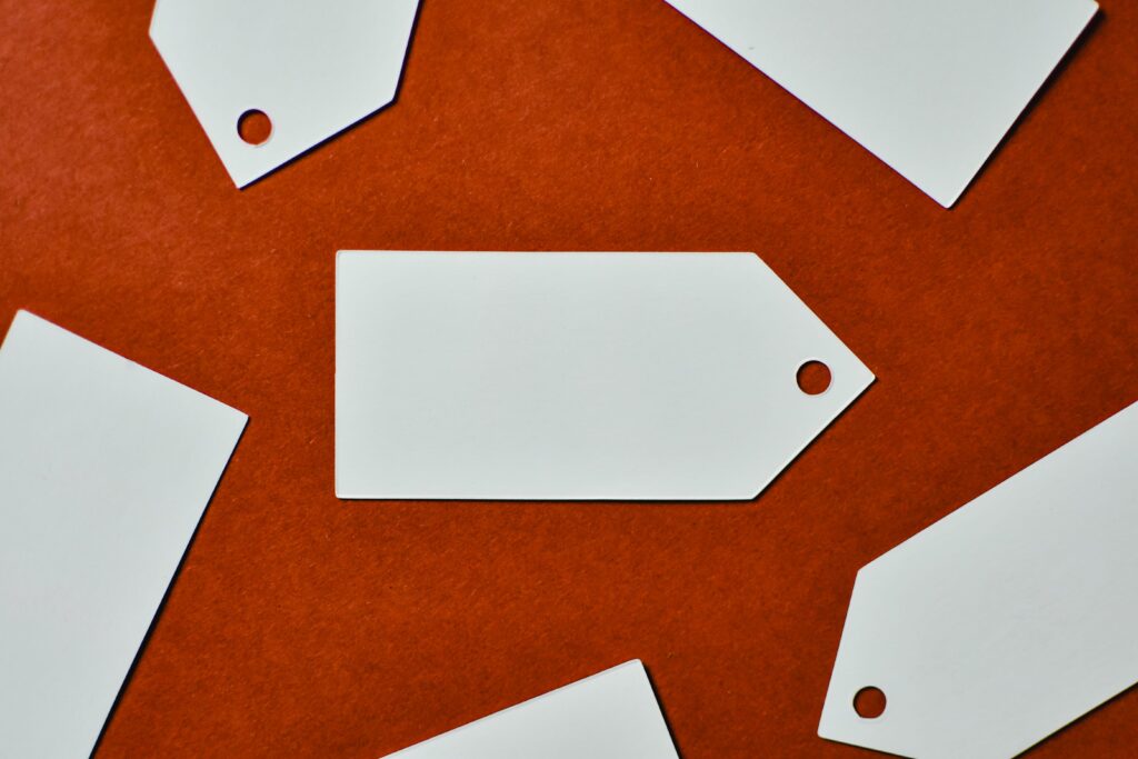 Blank price tags representing surveillance pricing and personalized online prices.